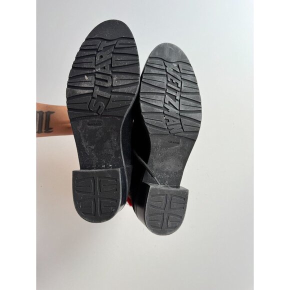 STUART WEITZMAN Black Suede Rainbow Rabbit Fur Trim Combat Boots, Size 8 - Picture 10 of 15